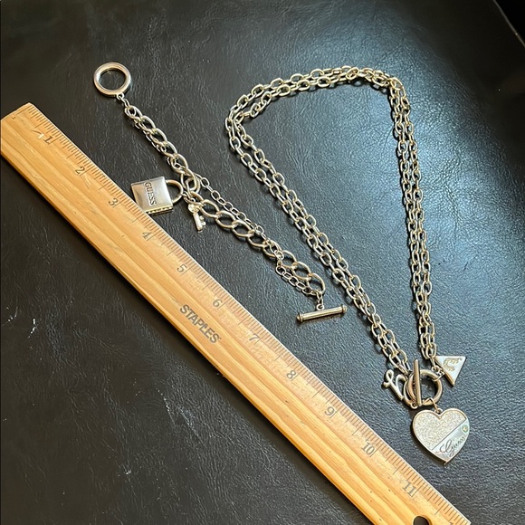 Guess Silver Heart Lock Necklace and Bracelet set - Picture 4 of 4